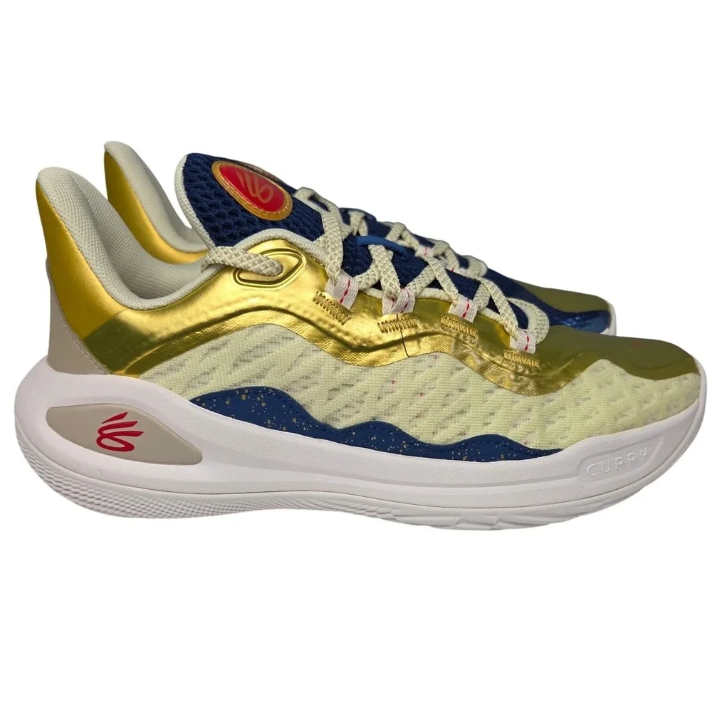 Under Armour Curry 11 GS Basketball Shoes Blue Gold Sz 7Y Youth Boy Sneakers New